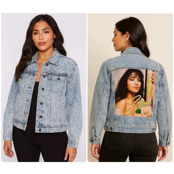 SELENA QUINTANILLA Denim Jacket Queen of Tejano Music Custom Retro Vintage Sz M - Picture 1 of 12